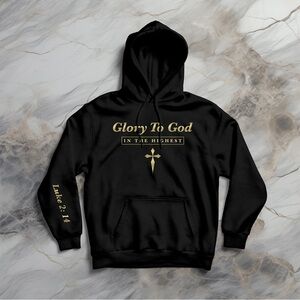 Men’s Hoodie Glory To God Christian Faith Bible Verse Sweatshirt